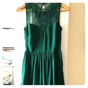 Zara.Dark Green Beaded Mesh Top