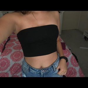 Black Bandeau Crop Tube Top