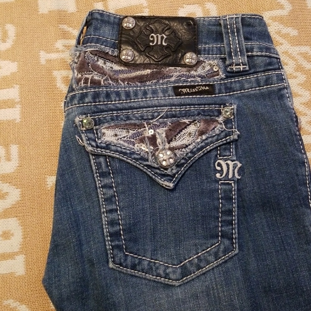 Miss Me embellished pocket jeans medium wash