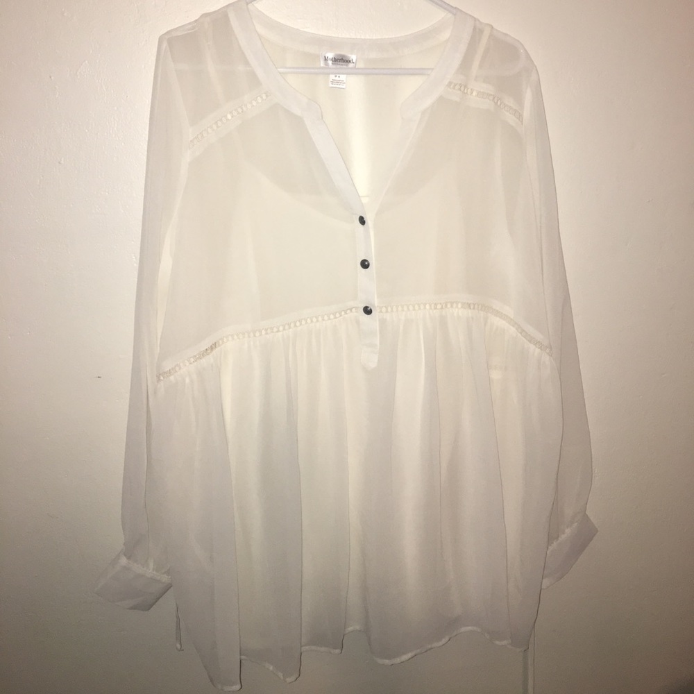 Motherhood Maternity Flowy White Blouse