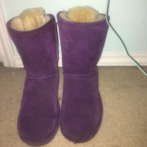 purple bearpaw furry boots