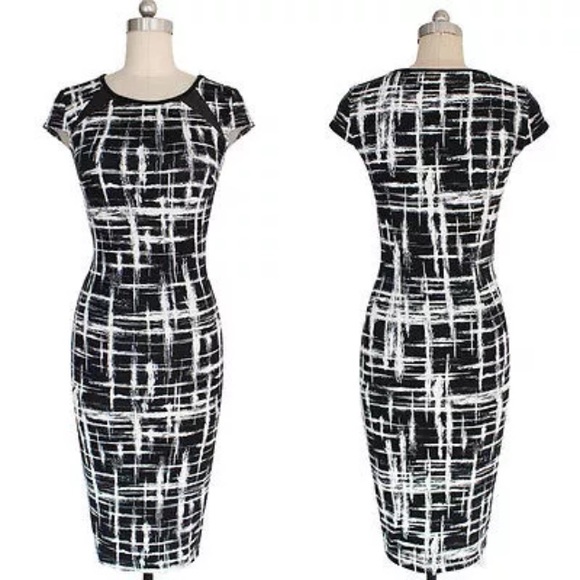 New black and white bodycon dress S,M,L,XL,XXL - Picture 3 of 5