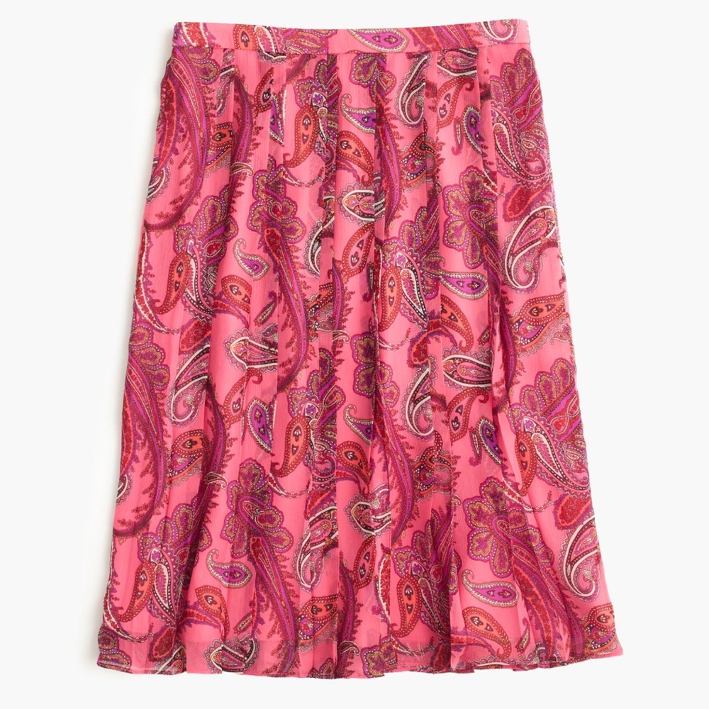 J. Crew paisley silk pleated skirt NWOT