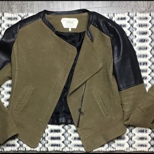 Zara Asymmetric Zip Jacket with Leather Detail