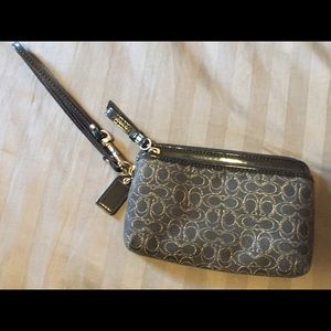 Coach Wristlet. Black with silver.