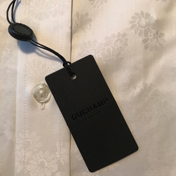 DUCHAMP Floral White Shirt Wide Spread Collar - Picture 3 of 7