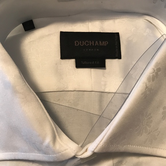 DUCHAMP Floral White Shirt Wide Spread Collar - Picture 4 of 7