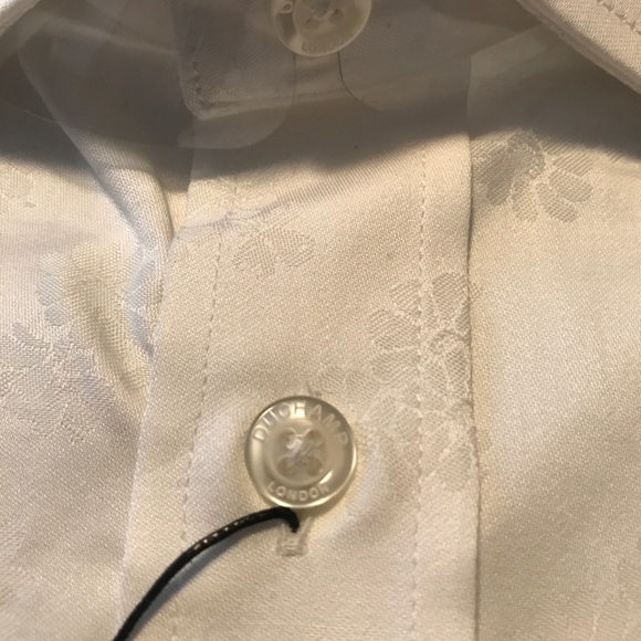 DUCHAMP Floral White Shirt Wide Spread Collar - Picture 7 of 7