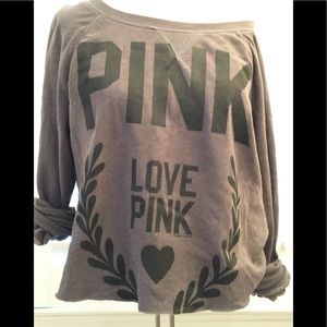 PINK Cropped "Love" Logo Sweatshirt
