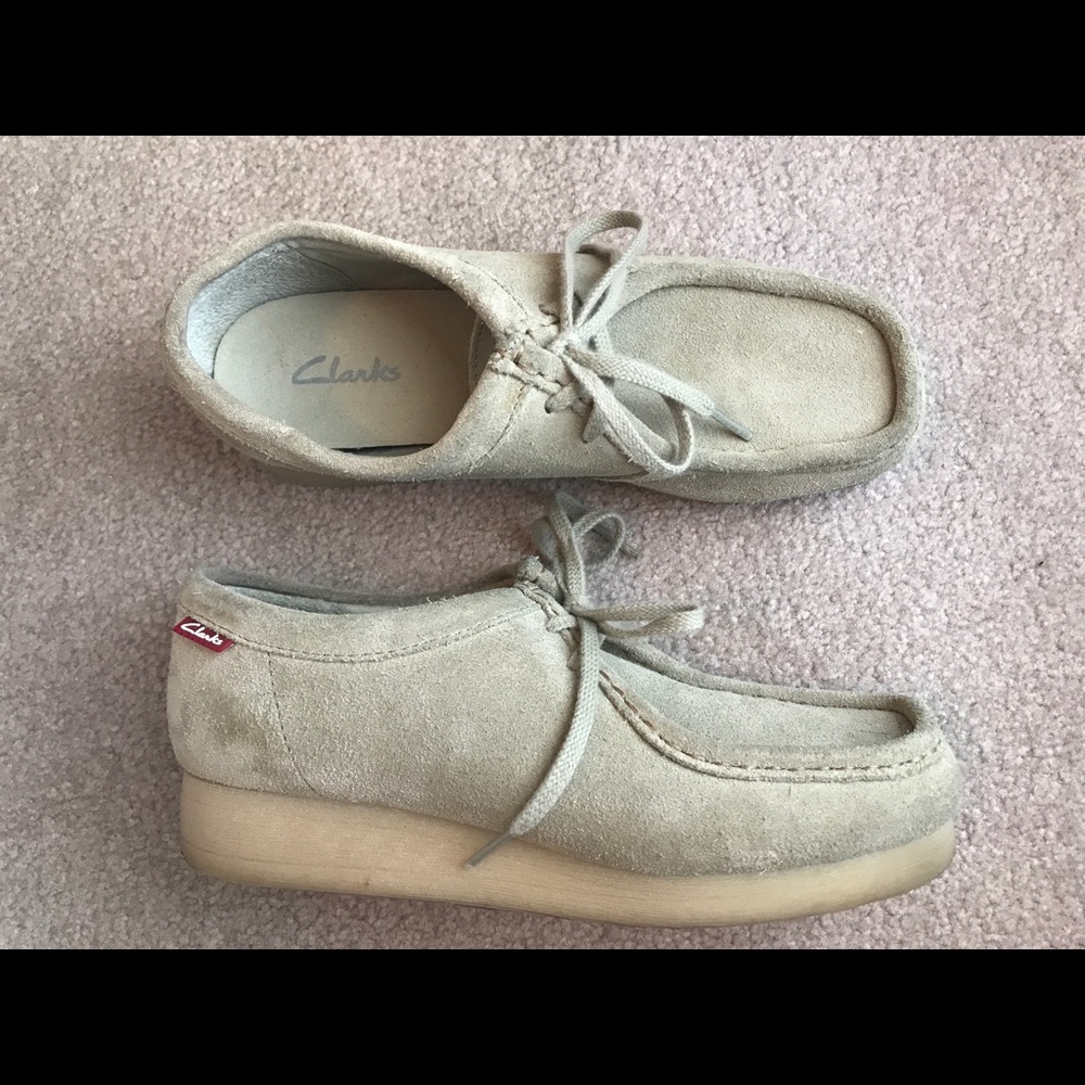 Clark's tan suede wallabies