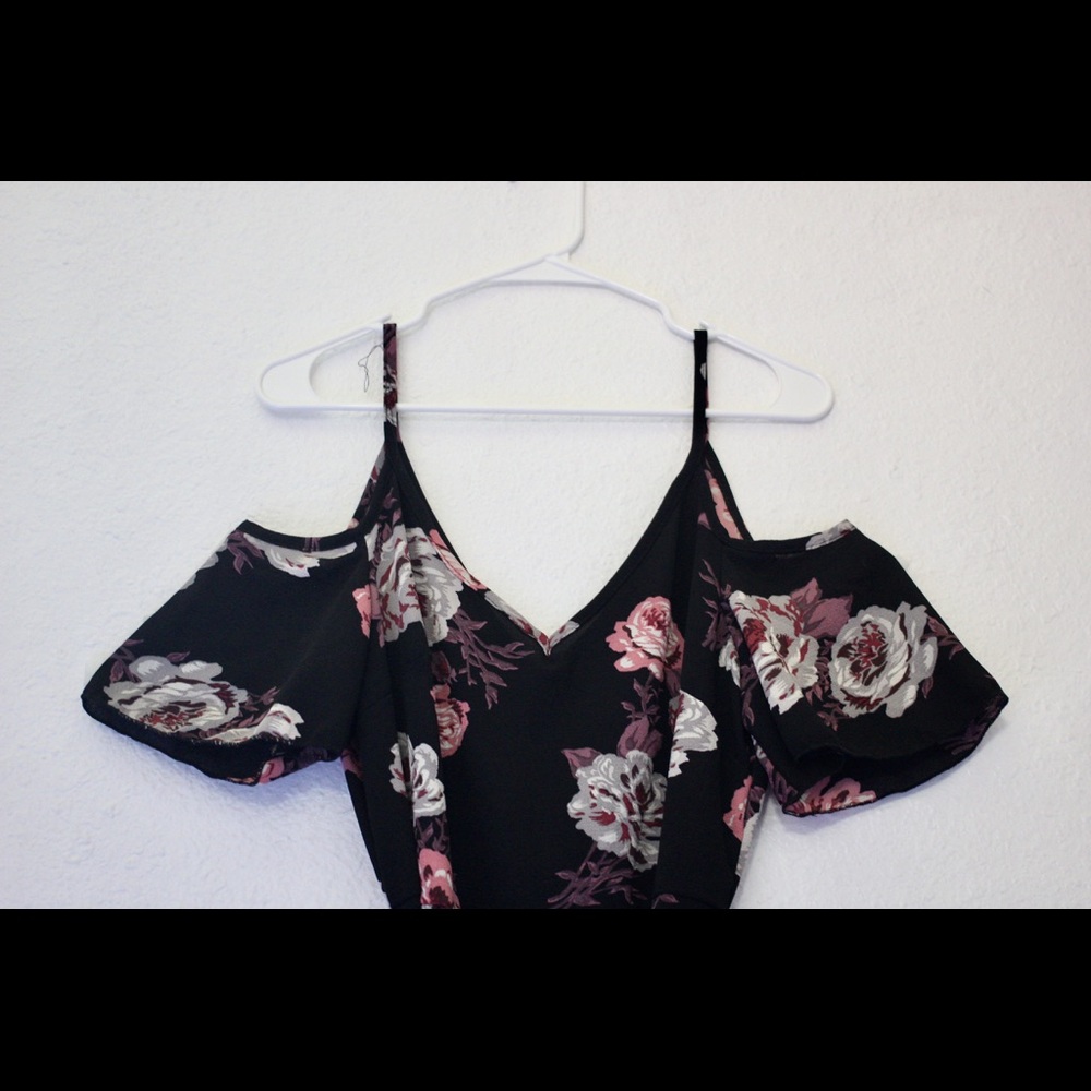 Charlotte Russe Floral Cold Shoulder Skater Dress