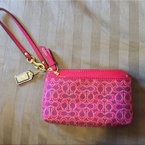 Coach Wristlet - Pink with gold