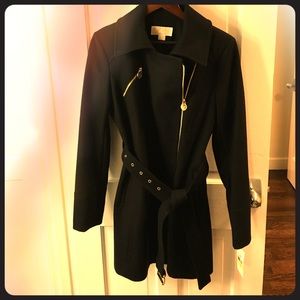 Michael Michael Kors Black Belted Pea Coat