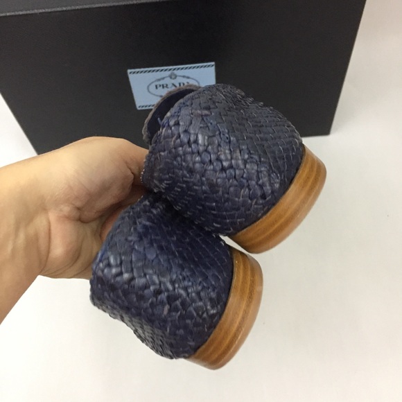 PRADA Navy Woven Loafer Smoking Slippers \\ Sz 37 - Picture 4 of 8