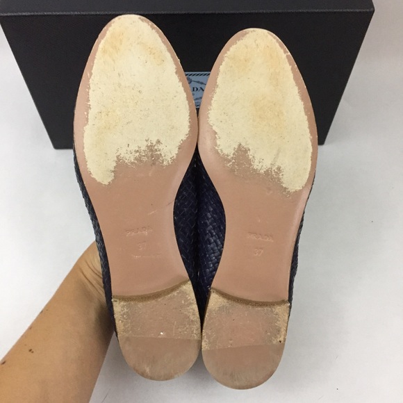 PRADA Navy Woven Loafer Smoking Slippers \\ Sz 37 - Picture 5 of 8