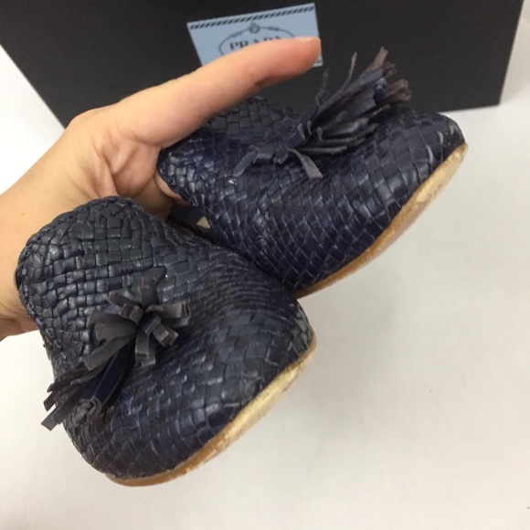 PRADA Navy Woven Loafer Smoking Slippers \\ Sz 37 - Picture 6 of 8