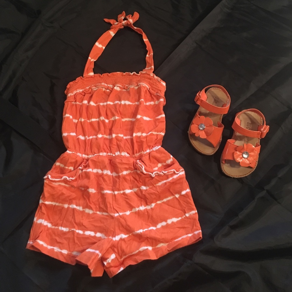 ☀️🍊Gymboree 3T Romper orange and white