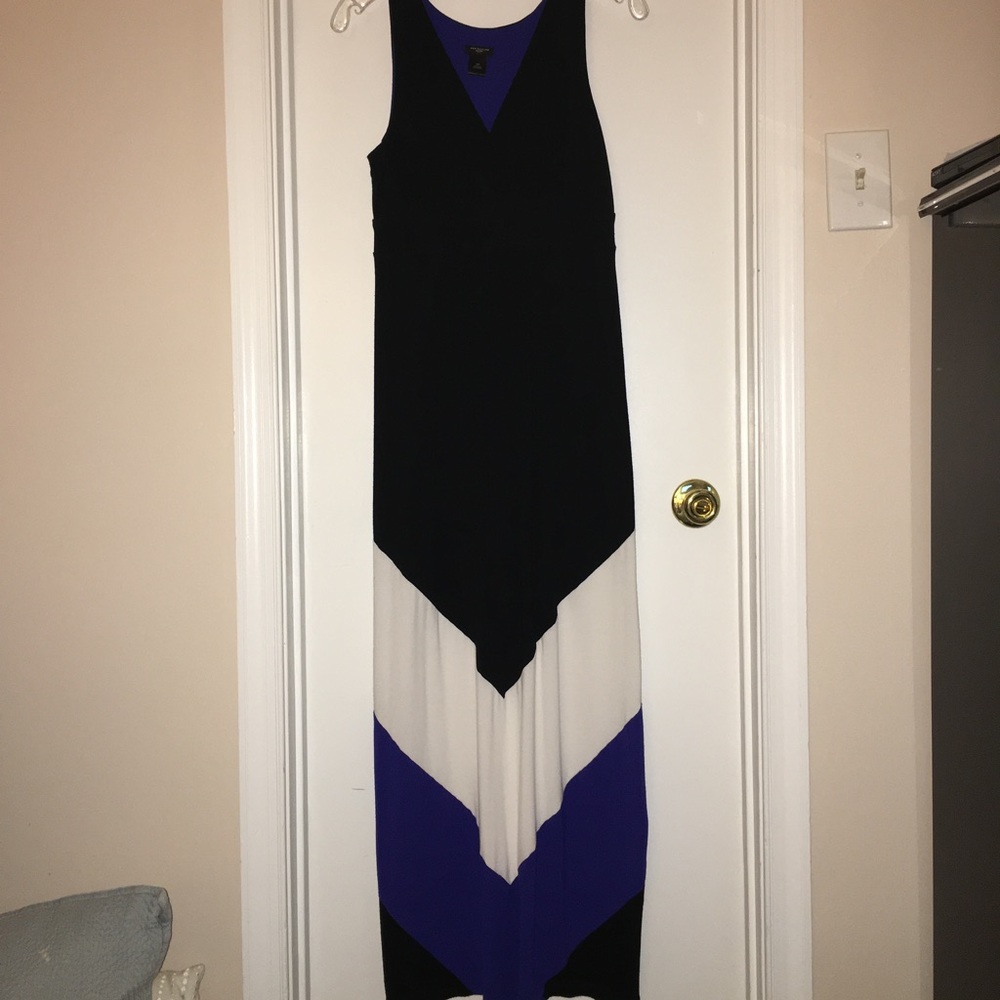 ANN TAYLOR Black, white and blue maxi dress