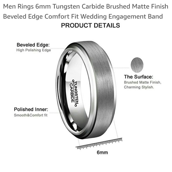 NEW MAJOR PRICE DROP 6mm Tungsten Carbide  Ring - Picture 5 of 7