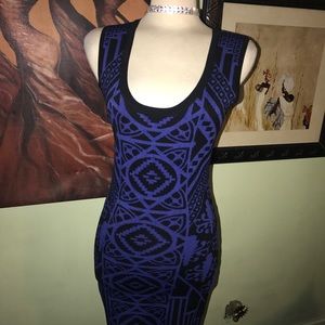 Blue and black cocktail dress