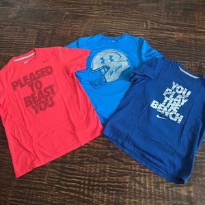 2 Nike & 1 Under Armour shirtsleeved shirts.