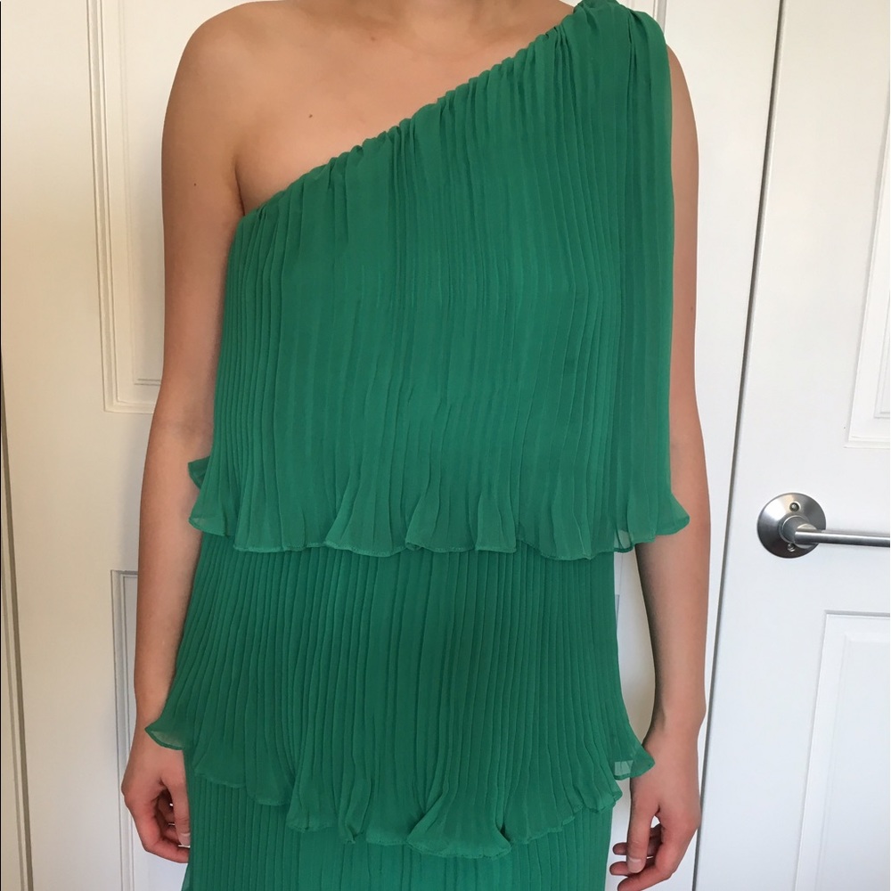 Zara Woman XS Emerald Green One Shoulder Dress