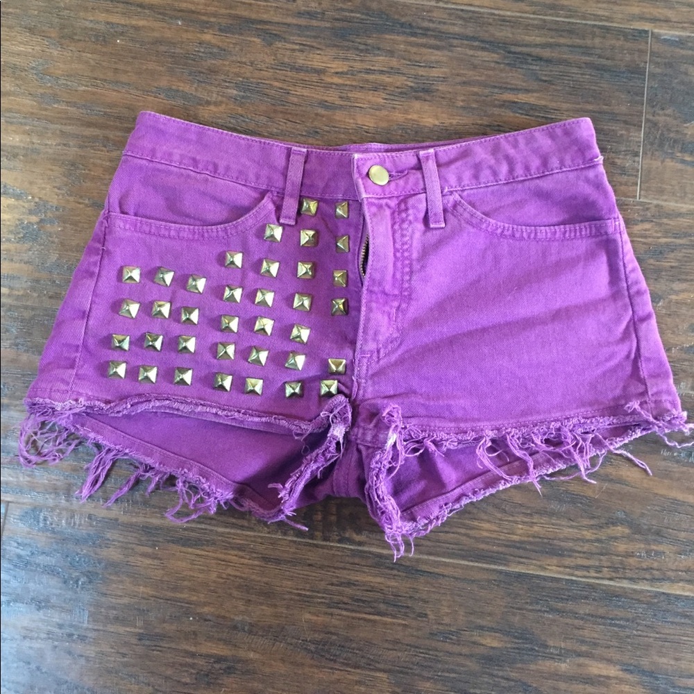 Purple Studded shorts