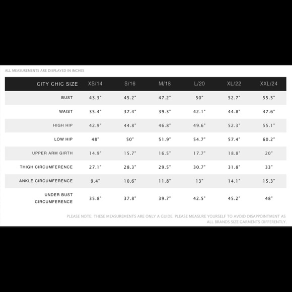 City Chic Size Chart