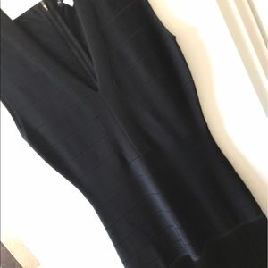 Venus Body Con Black V Neck Dress