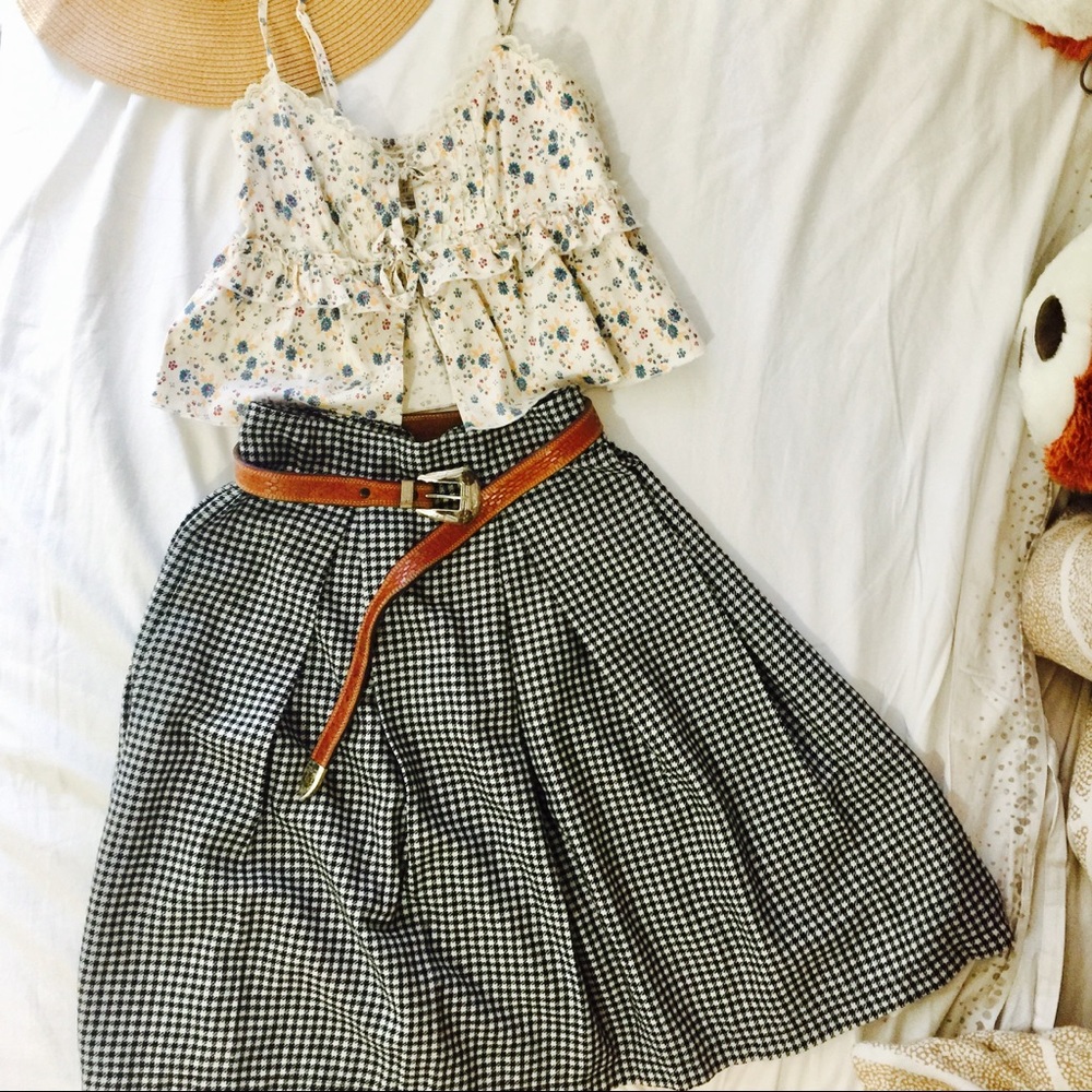 Vintage black&white checked skirt