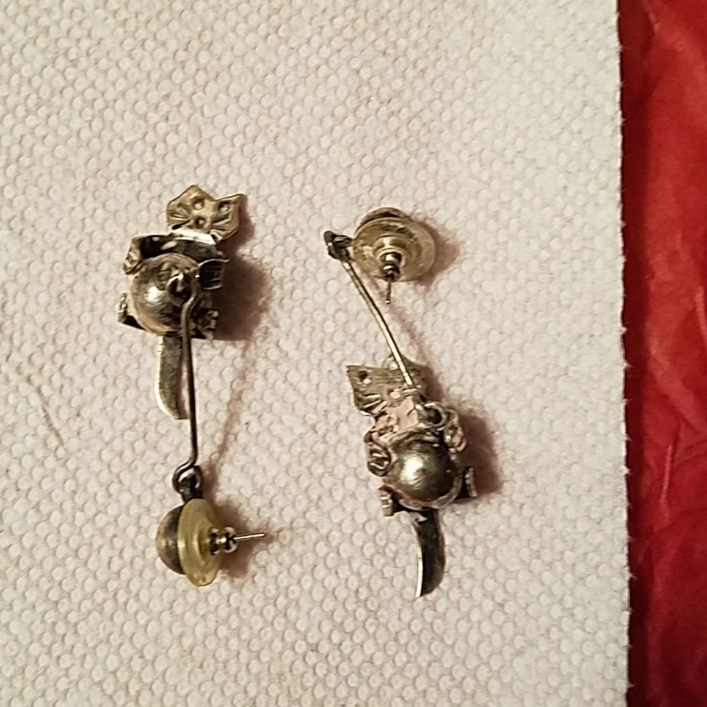Sterling silver dangle cat earrings