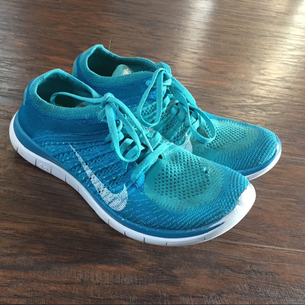 Blue multi colored Nike free flyknit 4.0