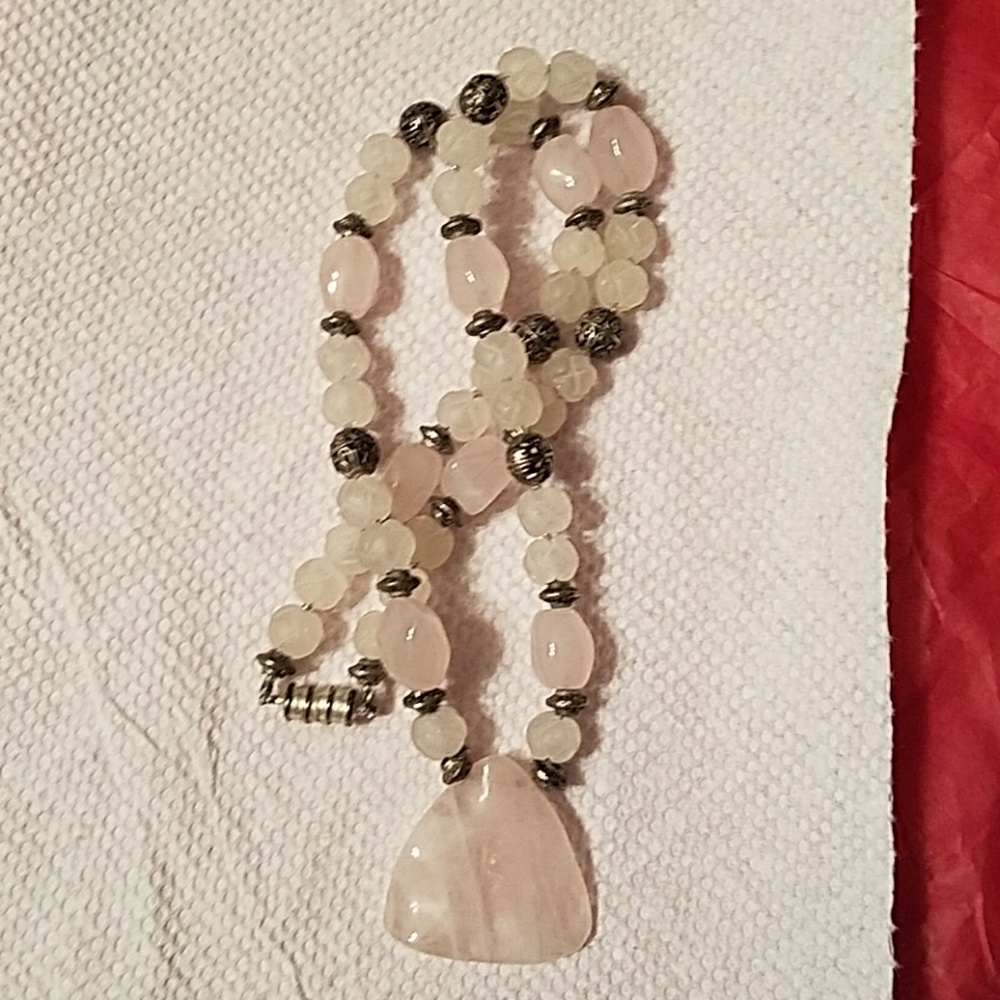 Lovely Rose Quartz and Sterling Silver bead