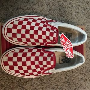 Vans Red Checkered Slip Ons