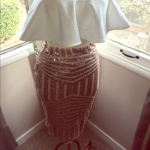 Two piece sexy shimmer cocktail dress