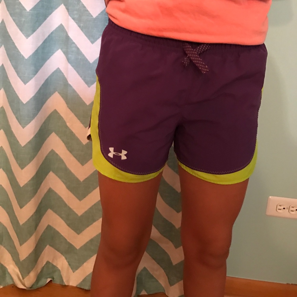 Green and Purple Under Armour Athletic Shorts