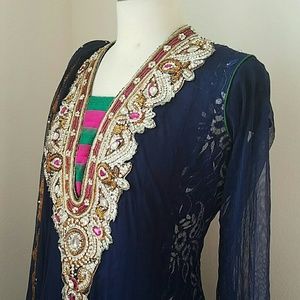 Fancy Blue anarkali frock bollywood indian dress