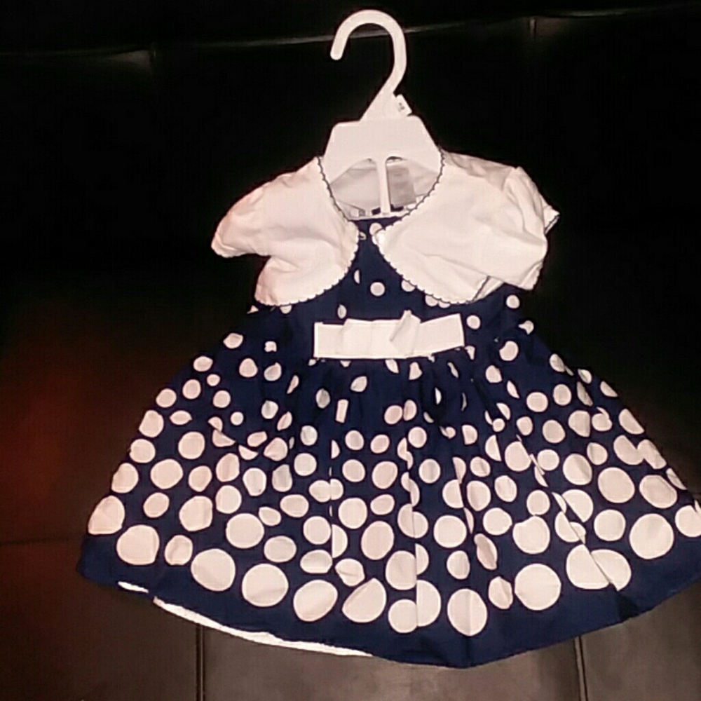 Polka dot Navy baby dress