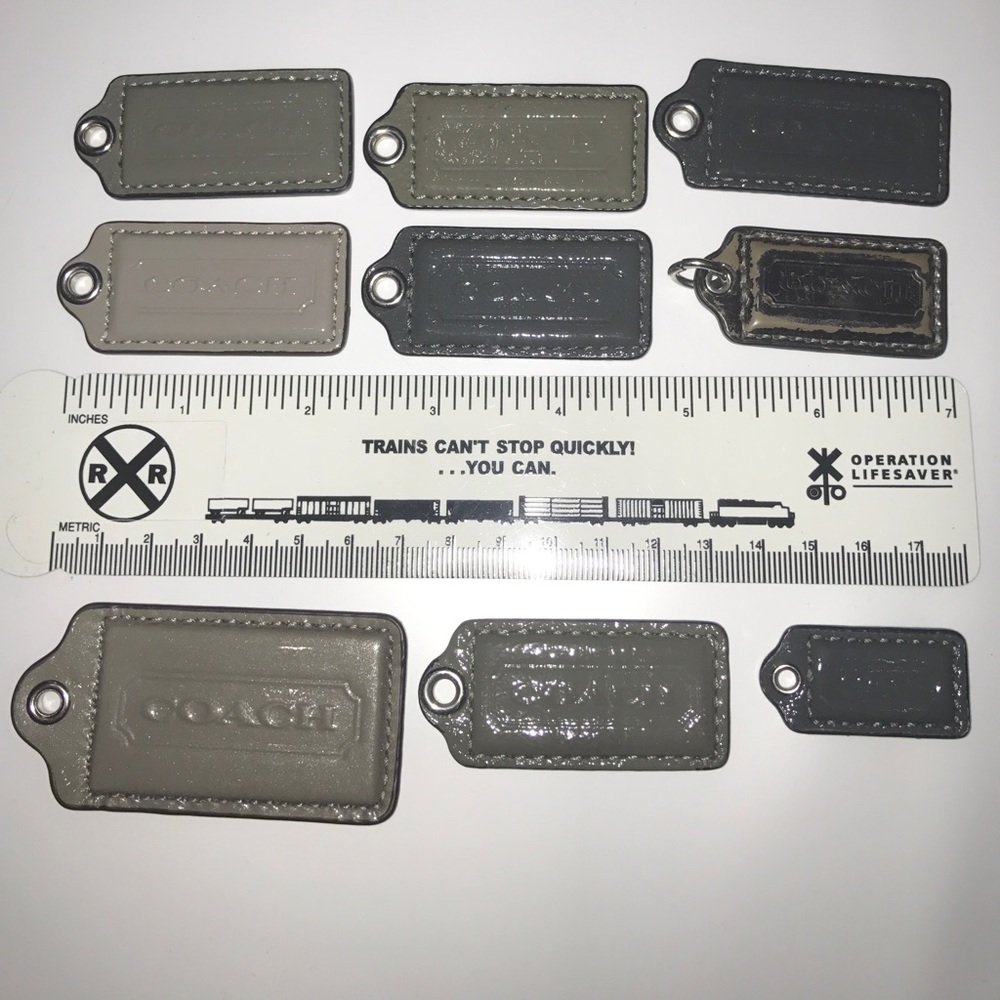 Coach PATENT leather GREY tags, make offer