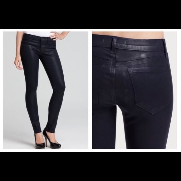 J Brand Denim - J Brand Super Skinny Coated Jeans in Steal J26