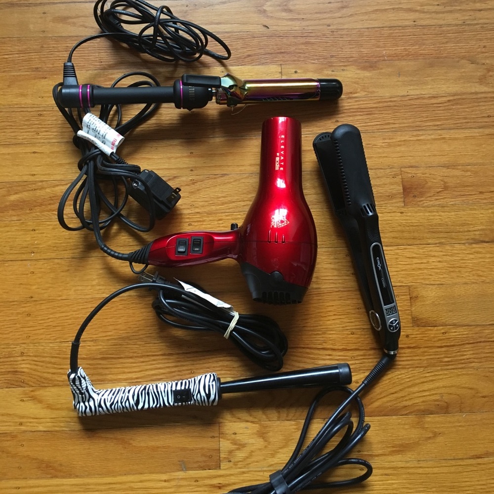 Curling wands, hair dryer, hair straightener