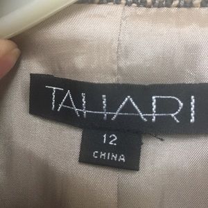 3 piece Tahari cream suit with fur and lace trim