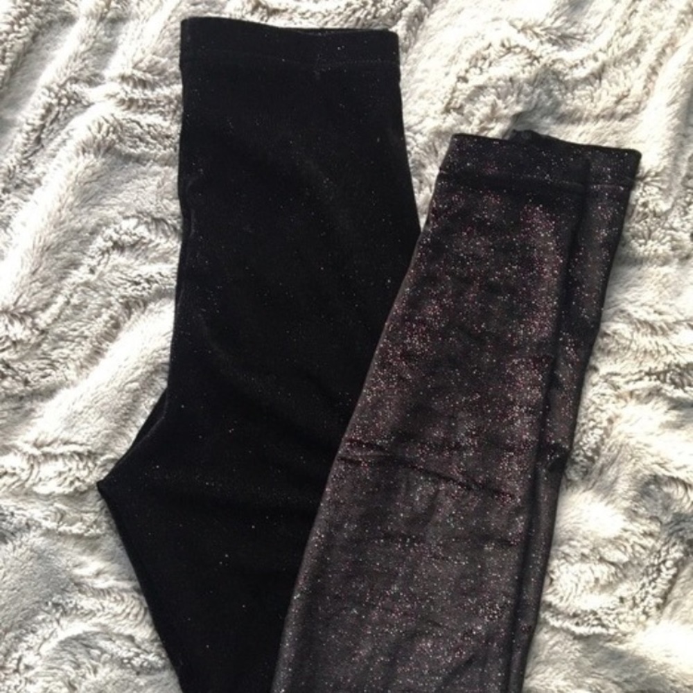 High Waisted Velvet Glitter Leggings