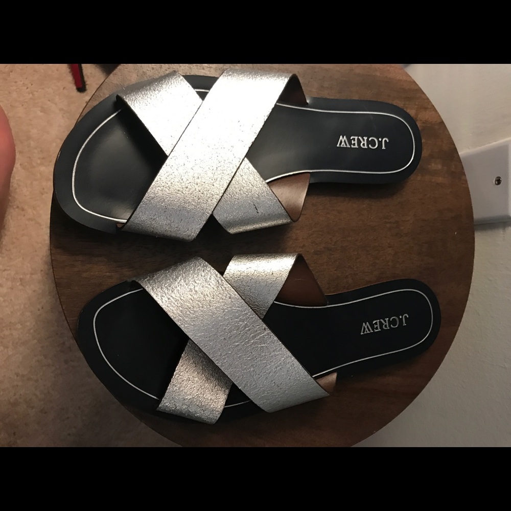 JCREW Silver Leather Sandals