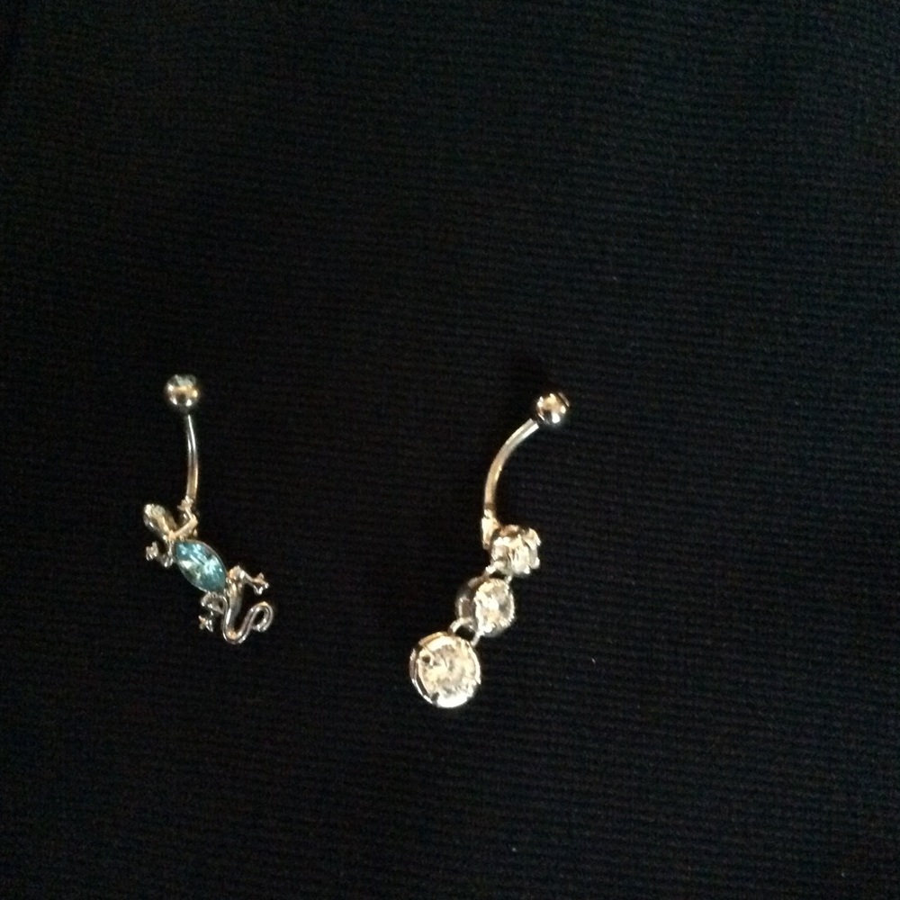 Gheko and triple cz navel rings