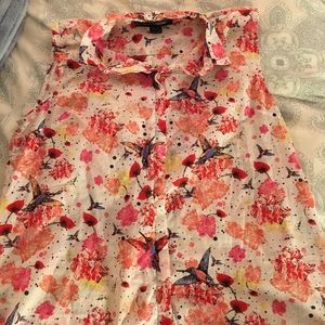 French connection printed cloth button down tank
