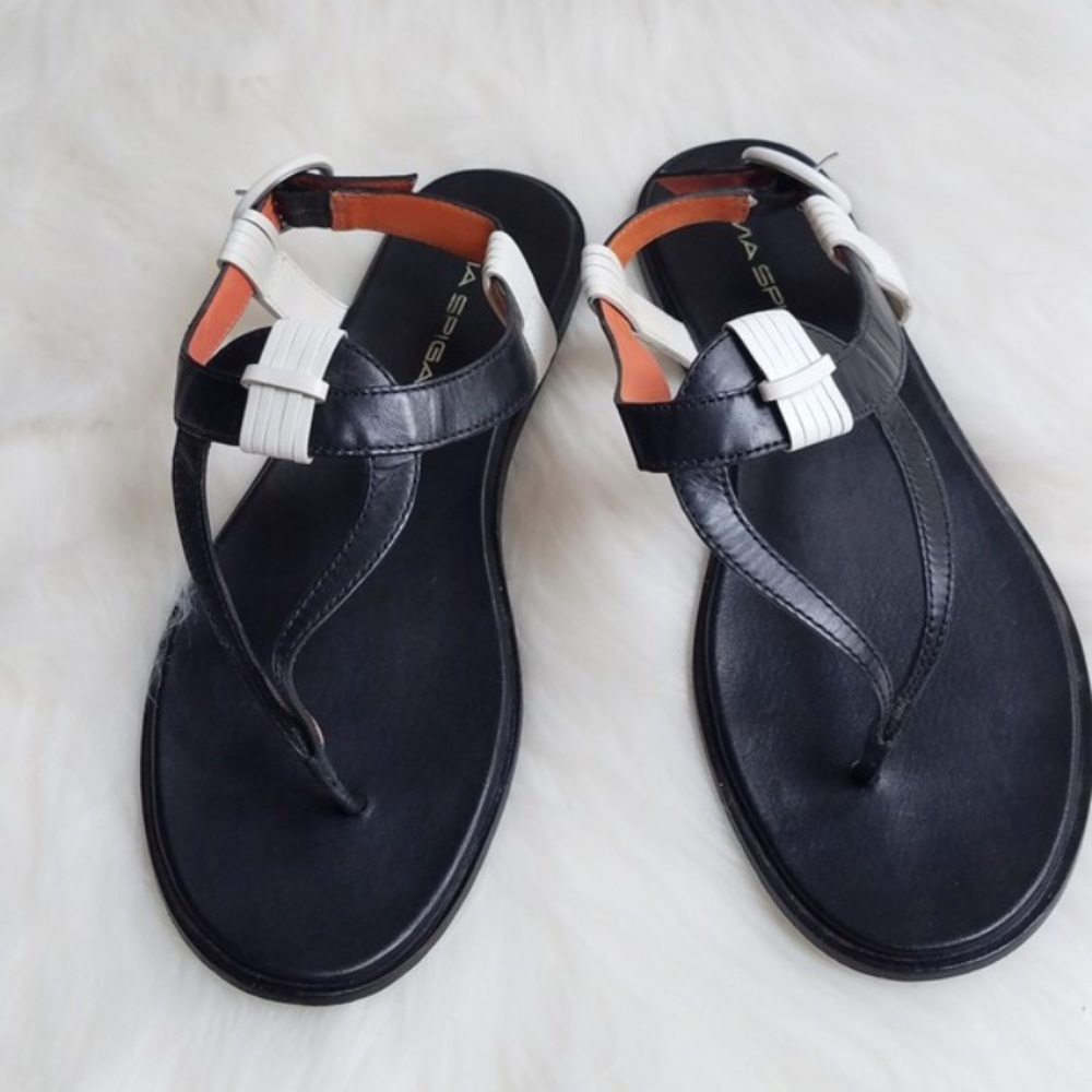 Via Spiga Capris Black Leather Sandals