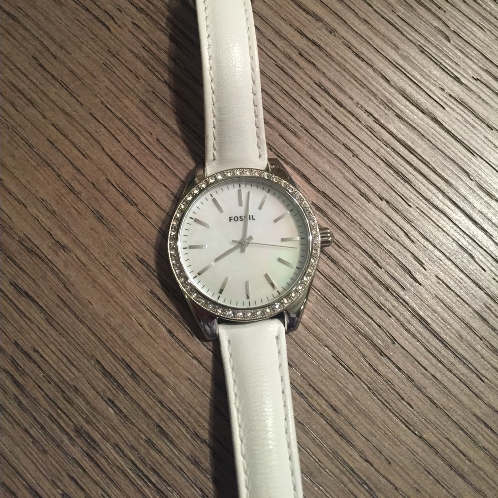 White Fossil Watch