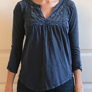 Lucky Brand casual muted blue 3/4 sleeve top