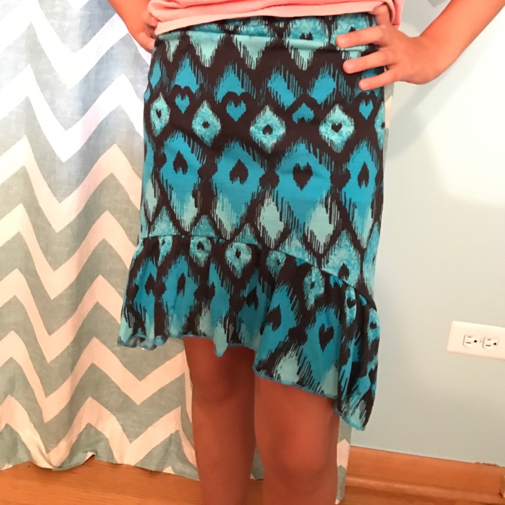 Girl Blue and Black Mermaid Style Patterned Skirt